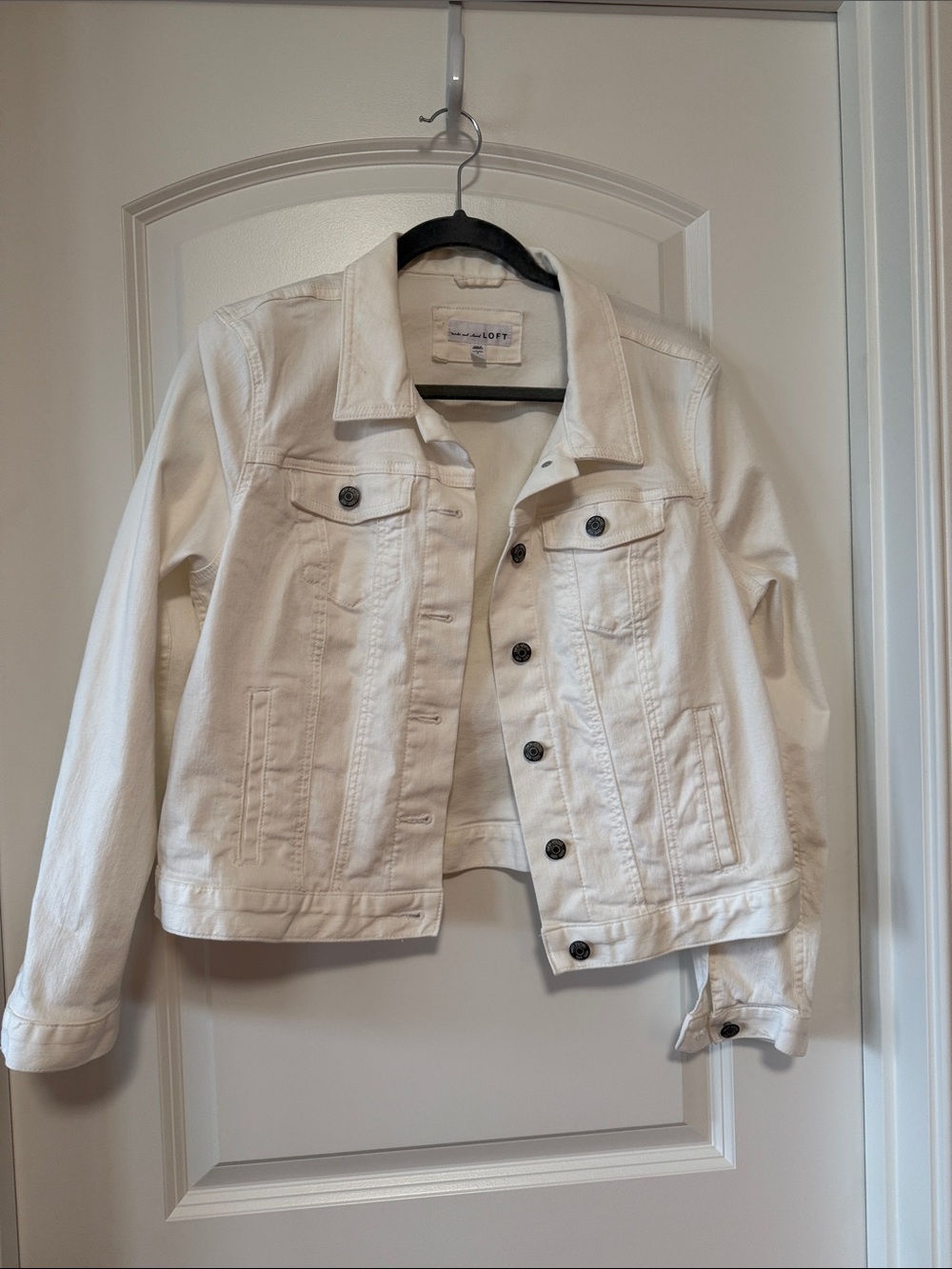 LOFT White Denim Jean Jacket - Button-Front Women's Jacket